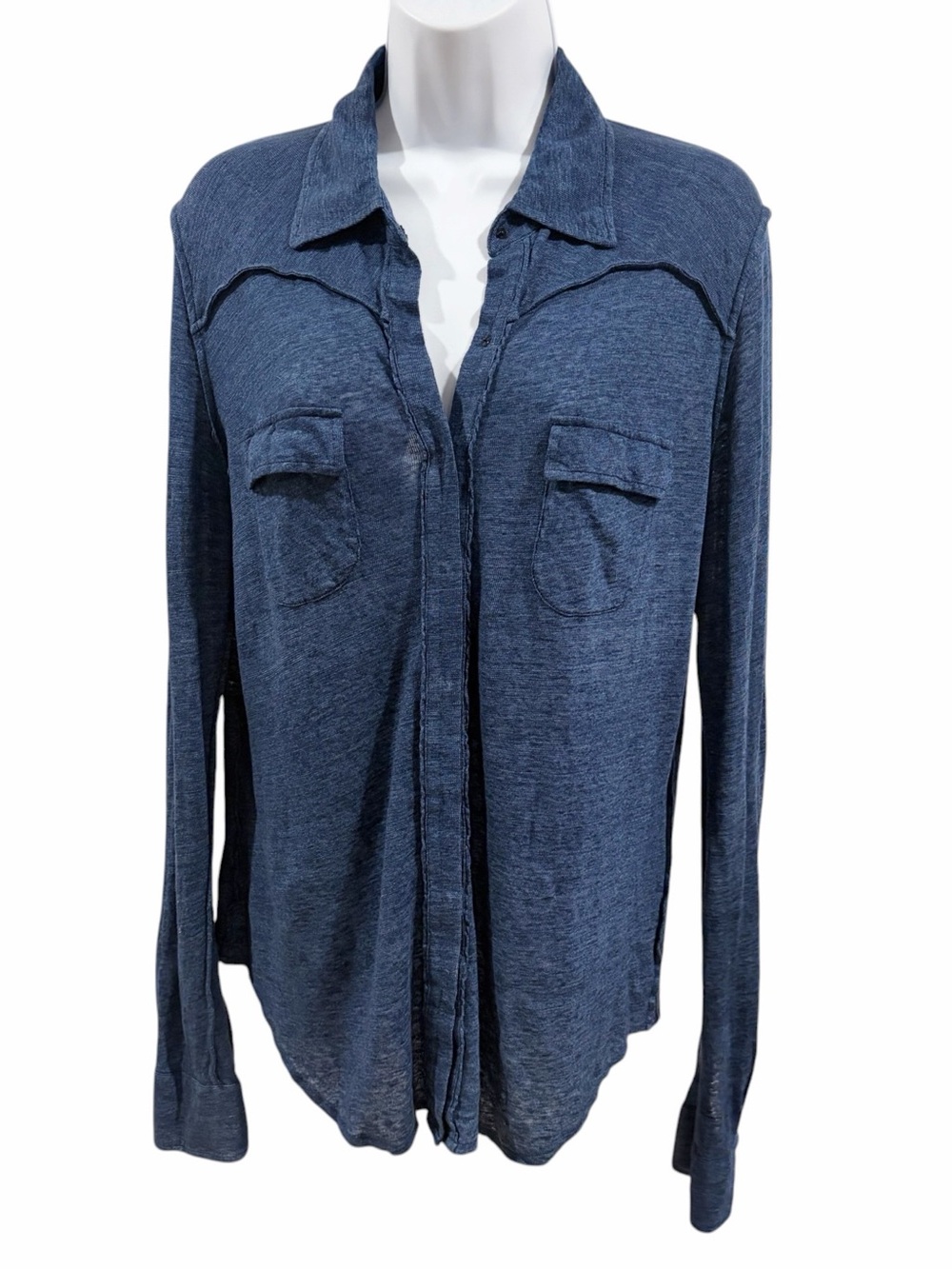 Majestic Paris Linen Longsleeve Button Down Shirt Western Yoke size 3 Medium